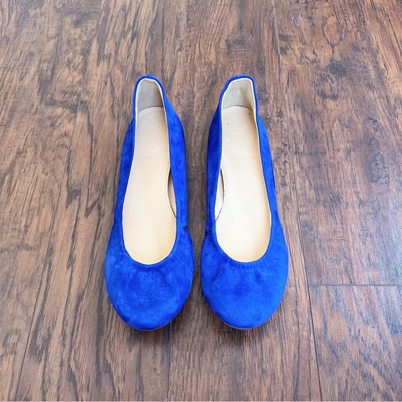 J Crew • Cece Suede Ballet Flat cobalt blue Bluebird suede round toe 46198 - Picture 2 of 10